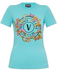 Versace Jeans Couture - T-Shirt With Print And Shimmering Applications - Lyst