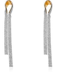Lanvin - Long Clip-On Earrings With Shimmering Crystals - Lyst