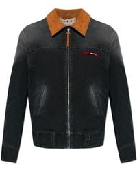 Marni - Denim Jacket With Logo Patch - Lyst