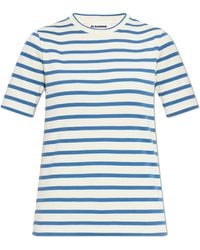 Jil Sander - Cotton T-Shirt With Striped Pattern - Lyst