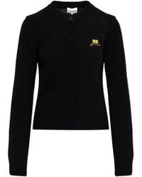 Ganni - Cardigan With Embroidered Logo - Lyst