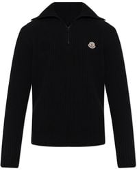 Moncler - Wool Turtleneck With Logo Patch - Lyst