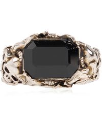 Alexander McQueen - Ivy Skull Burnished Silver-tone Crystal Ring - Lyst