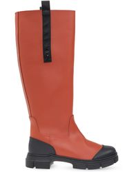 Ganni Rain Boots With Logo - Orange