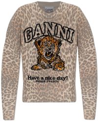 Ganni - Sweater With Logo - Lyst