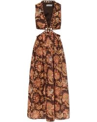 Zimmermann - Dress With A Waist Cut-Out - Lyst