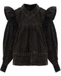 Ganni - Top With Ruffles - Lyst