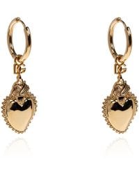 Dolce & Gabbana - Drop Earrings With Heart Charms - Lyst