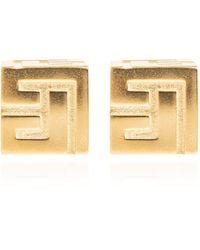 Balmain - Brass Earrings With Engraved Logo - Lyst