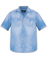 DSquared² - Denim Shirt With Short Sleeves, - Lyst