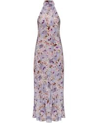 Balmain - Silk Dress With Floral Motif - Lyst