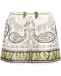 Tory Burch - Silk Shorts With Print - Lyst