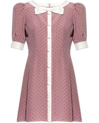 Alessandra Rich - Silk Dress With Polka Dot Pattern - Lyst