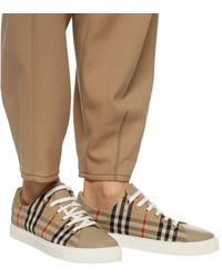 Burberry Albridge Vintage Check & Leather Trainer - Natural