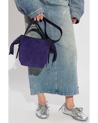Acne Studios - Suede Handbag With Logo - Lyst