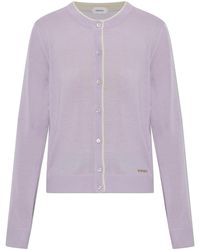 Versace - Wool Cardigan With Embroidered Logo - Lyst