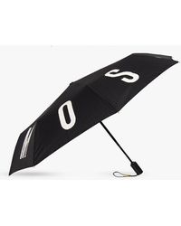 Moschino Folding Umbrella With Logo - Black