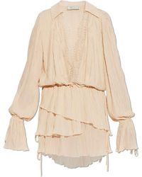 Blumarine - Pleated Dress With Lace Inserts - Lyst