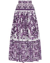 Dolce & Gabbana - Cotton Skirt With "Majolica" Print - Lyst
