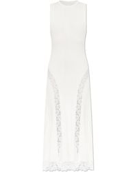 Self-Portrait - Ribbed Dress With Lace Inserts - Lyst