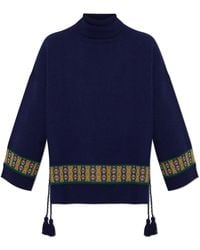 Etro - Turtleneck With Fringes On The Sides - Lyst