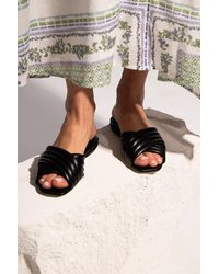 Tory Burch Leather Double T Sport Slide in Metallic - Lyst