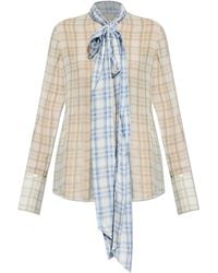Acne Studios - Silk Shirt With A Check Pattern - Lyst