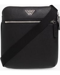Emporio Armani - Regenerated-leather Shoulder Bag With Eagle Pate - Lyst