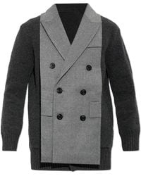 Sacai - Cardigan With A Decorative Double-Breasted Panel - Lyst