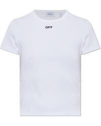 Off-White c/o Virgil Abloh - Ribbed T-Shirt With Embroidered Logo - Lyst