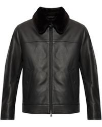 Brioni - Leather Jacket With Fur Collar - Lyst