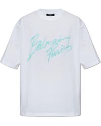 Balmain - T-Shirt With Printed Logo - Lyst