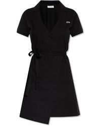 Lacoste - Wrap-over Dress With Logo, - Lyst
