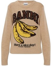 Ganni - Sweater With Logo - Lyst