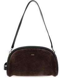 Max Mara - Suede Shoulder Bag With Logo - Lyst