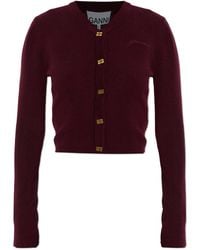 Ganni - Wool Cardigan With A Fitted Cut - Lyst