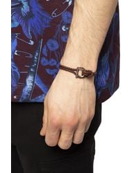 Ferragamo - Woven Leather Bracelet W/ Gancini Fastener - Lyst