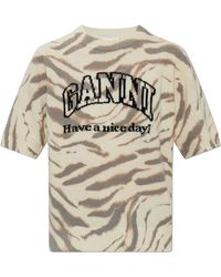 Ganni - Top With Animal Motif - Lyst
