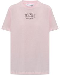 Ganni - T-Shirt With Printed Logo - Lyst