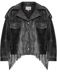 Gestuz - Leather Jacket Jaggy With Fringes - Lyst