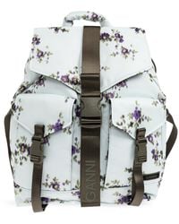 Ganni - Backpack With Floral Motif - Lyst