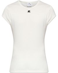 Courreges - T-Shirt With Embroidered Logo - Lyst