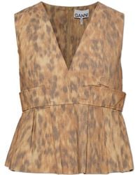 Ganni - V-Neck Top - Lyst