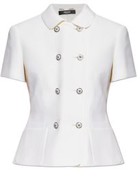 Versace - Double-Breasted Blazer With Short Sleeves - Lyst