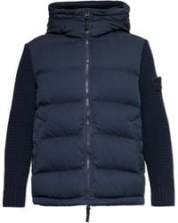 Stone Island - Down Jacket With Logo Patch - Lyst