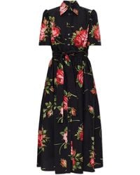 Dolce & Gabbana - Dress With Floral Motif - Lyst