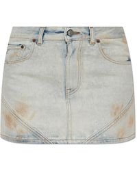 MM6 by Maison Martin Margiela - Denim Skirt With Vintage Effect, , Light - Lyst