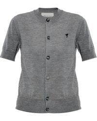 Ami Paris - Wool Cardigan With Short Sleeves - Lyst