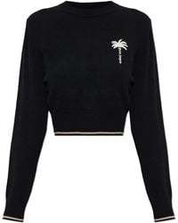 Palm Angels - Wool Sweater With Embroidered Logo - Lyst