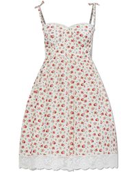 Dolce & Gabbana - Cotton Dress With Lace Trim - Lyst
